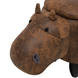 Beliani Faux Leather Storage Animal Stool Brown Hippo - thumbnail 7
