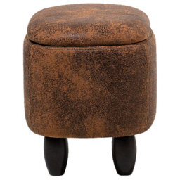 Beliani Faux Leather Storage Animal Stool Brown Hippo - thumbnail 6