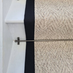 RainbowHome Herringbone Berber Beige Stain Free Stair Runner With 100% Cotton Black Border 50 700 - thumbnail 3