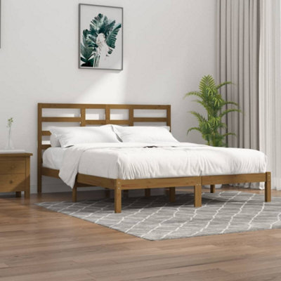 Berkfield Bed Frame Honey Brown Solid Wood 200X200 Cm - image 1