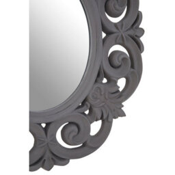 Orsina Antique Grey Scroll Design Wall Mirror,bedroom Mirror,weathered Finish Oval Mirror With Scrolled Leaves - thumbnail 4