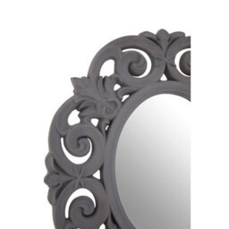 Orsina Antique Grey Scroll Design Wall Mirror,bedroom Mirror,weathered Finish Oval Mirror With Scrolled Leaves - thumbnail 3