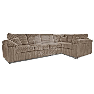 Furnishings For Less UK Delta Large Long Narrow Coffee 5 Seater Corner Sofa Right Hand Facing Jumbo Cord L Shape