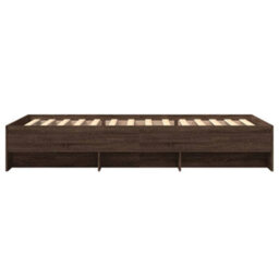 Berkfield Bed Frame Without Mattress Brown Oak 90X190 Cm Single Engineered Wood - thumbnail 6