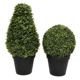 GreenBrokers 2 X Artificial Premium Quality Topiary Boxwood Ball Plants In Black Pots For Indoor Outdoor Decor, Uv Stable (20In/50Cm) - thumbnail 4