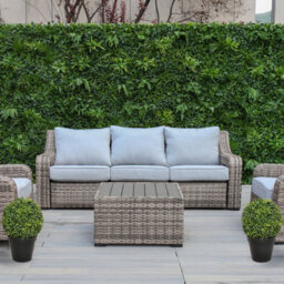 GreenBrokers 2 X Artificial Premium Quality Topiary Boxwood Ball Plants In Black Pots For Indoor Outdoor Decor, Uv Stable (20In/50Cm) - thumbnail 5