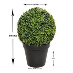 GreenBrokers 2 X Artificial Premium Quality Topiary Boxwood Ball Plants In Black Pots For Indoor Outdoor Decor, Uv Stable (20In/50Cm) - thumbnail 2