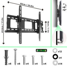 "Duronic Tvb103M Tilt Adjustable Tv Bracket, Wall Mount With Vesa 600X400mm For Flat Screen Television 33-65""" - thumbnail 2
