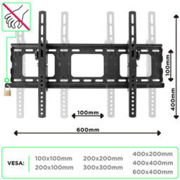 "Duronic Tvb103M Tilt Adjustable Tv Bracket, Wall Mount With Vesa 600X400mm For Flat Screen Television 33-65""" - thumbnail 5