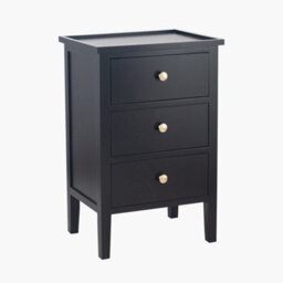 Pacific Lifestyle Satin Black Wood 3 Drawer Bedside Unit - thumbnail 3