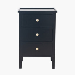 Pacific Lifestyle Satin Black Wood 3 Drawer Bedside Unit - thumbnail 2