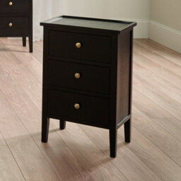 Pacific Lifestyle Satin Black Wood 3 Drawer Bedside Unit - thumbnail 1