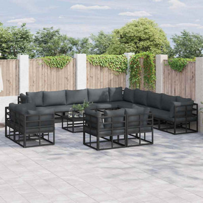 Berkfield Garden Sofa Set With Cushion 13 Pcs Black Aluminium - image 1
