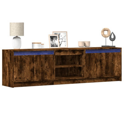 Berkfield Tv Cabinet With Led Smoked Oak 180X34X50 Cm Engineered Wood - image 1