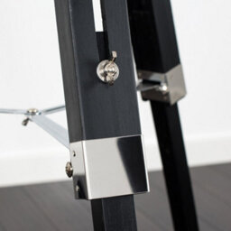 Valuelights Clipper Black Wood And Silver Chrome Tripod Floor Lamp With Grey Light Shade Complete With 6W Led Gls Bulb - thumbnail 5