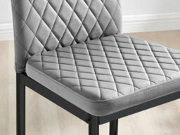 Furniturebox Set Of 2 Milan Grey Diamond-Stiched Soft Touch Velvet Black Leg Padded Counter Stools - thumbnail 6