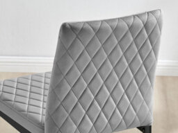 Furniturebox Set Of 2 Milan Grey Diamond-Stiched Soft Touch Velvet Black Leg Padded Counter Stools - thumbnail 7