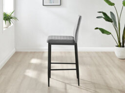 Furniturebox Set Of 2 Milan Grey Diamond-Stiched Soft Touch Velvet Black Leg Padded Counter Stools - thumbnail 4