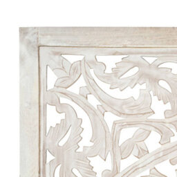 Berkfield Hand Carved 3-Panel Room Divider White 120X165 Cm Solid Mango Wood - thumbnail 4