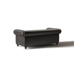 "Valencia Parma Full Aniline Leather Chesterfield 82"" Three Seats Sofa Black Color Hand Made Metal Nail Heads" - thumbnail 9