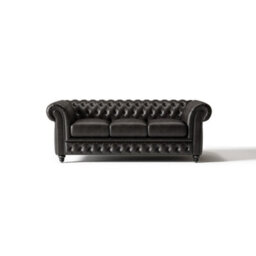 "Valencia Parma Full Aniline Leather Chesterfield 82"" Three Seats Sofa Black Color Hand Made Metal Nail Heads" - thumbnail 8