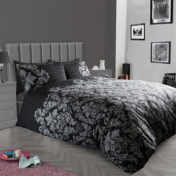 Gc Gaveno Cavailia Royal Damask Duvet Cover Bedding Set Black King 3Pc With Reversible Damask Printed Quilt Cover