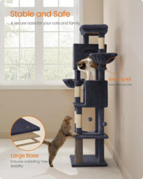 Ledrem Large Cat Tree, 175 Cm Tall Cat Tower, Multi-Level Cat Condo With 2 Caves, 2 Baskets, 5 Scratching Posts, Self-Groomer - thumbnail 6