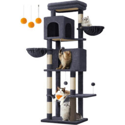 Ledrem Large Cat Tree, 175 Cm Tall Cat Tower, Multi-Level Cat Condo With 2 Caves, 2 Baskets, 5 Scratching Posts, Self-Groomer - thumbnail 7