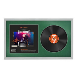 "30X17"" Light Grey Classic Vinyl Record Frame With Emerald Mount For 12 Inch Lp Album Cover & Disc - Ak Frames"