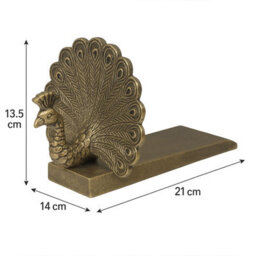 Melody Maison Antique Brass Gold Metal Peacock Doorstop - thumbnail 7