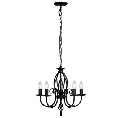 Luminosa Lighting Elstead Artisan 5 Light Chandelier Black Finish, E14 - image 1