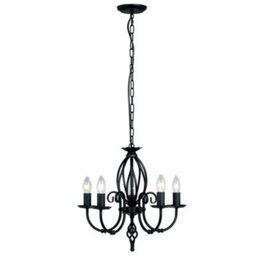 Luminosa Lighting Elstead Artisan 5 Light Chandelier Black Finish, E14