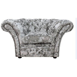 Chesterfield Club Armchair Lustro Argent Velvet Fabric In Balmoral Style - thumbnail 1