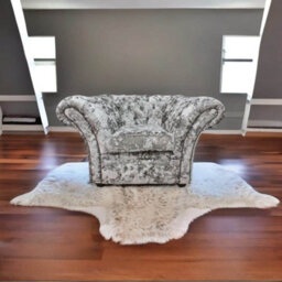 Chesterfield Club Armchair Lustro Argent Velvet Fabric In Balmoral Style - thumbnail 2