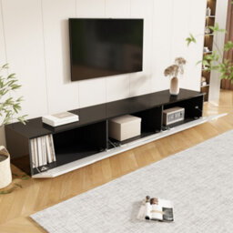 Btm Black And White Tv Cabinet, 180 Cm Long, Highgloss Finish, With 16Color Led Lighting, Wallmountablebtm - thumbnail 8