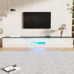 Btm Black And White Tv Cabinet, 180 Cm Long, Highgloss Finish, With 16Color Led Lighting, Wallmountablebtm - thumbnail 7