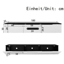 Btm Black And White Tv Cabinet, 180 Cm Long, Highgloss Finish, With 16Color Led Lighting, Wallmountablebtm - thumbnail 5