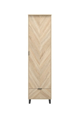 LPD Stockholm Chevron 1 Door Wardrobe - Sonoma Oak Finish With Chevron Pattern - image 1