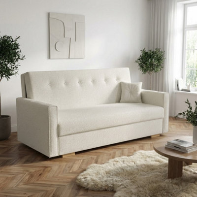 Viva Sonic Iv Sofa Bed Has Storage Box Chipboard Frame Polyurethane Foam Wooden Legs 173X100X85Cm Cream - image 1