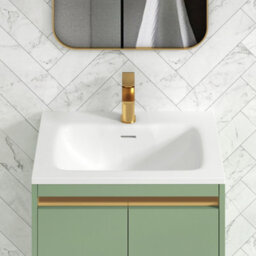 Royal Bathrooms Orion 600mm Mint Sage 2 Door Floor Standing Vanity Unit With Stone Basin & Brushed Brass Strip - thumbnail 5