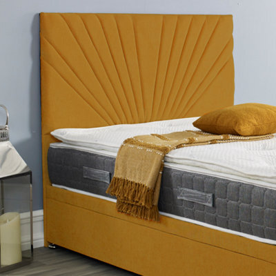 "Urban Textures Luxury 20"" High Velvet Fabric Upholstered Sunrise Bed Headboard - Mustard" - image 1
