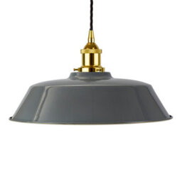 French Grey Chancery Painted Dome Pendant Light With Gold Lamp Holder And Black Twisted Cable - Se Home - thumbnail 1