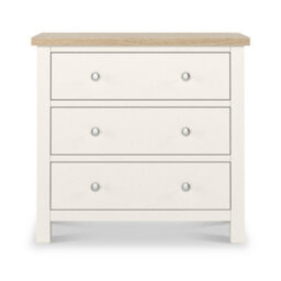 Farro Coconut White 3 Drawer Chest With Washed Oak Top - Fully Assembled By Roseland Furniture - thumbnail 6
