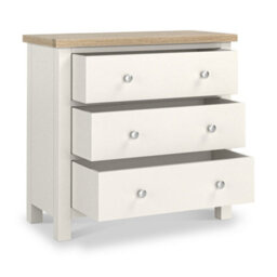 Farro Coconut White 3 Drawer Chest With Washed Oak Top - Fully Assembled By Roseland Furniture - thumbnail 7