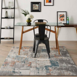 Grey Multicoloured Modern Abstract Easy To Clean Rug For Dining Room Bedroom & Living Room-66 X 229Cm (Runner) - thumbnail 2