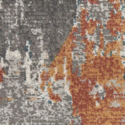 Grey Multicoloured Modern Abstract Easy To Clean Rug For Dining Room Bedroom & Living Room-66 X 229Cm (Runner) - thumbnail 3