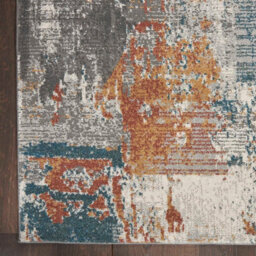 Grey Multicoloured Modern Abstract Easy To Clean Rug For Dining Room Bedroom & Living Room-66 X 229Cm (Runner) - thumbnail 7