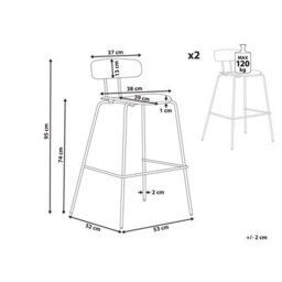 Beliani Set Of 2 Bar Chairs Sibley Black - thumbnail 3