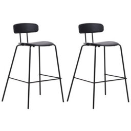 Beliani Set Of 2 Bar Chairs Sibley Black - thumbnail 1