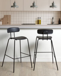 Beliani Set Of 2 Bar Chairs Sibley Black - thumbnail 2